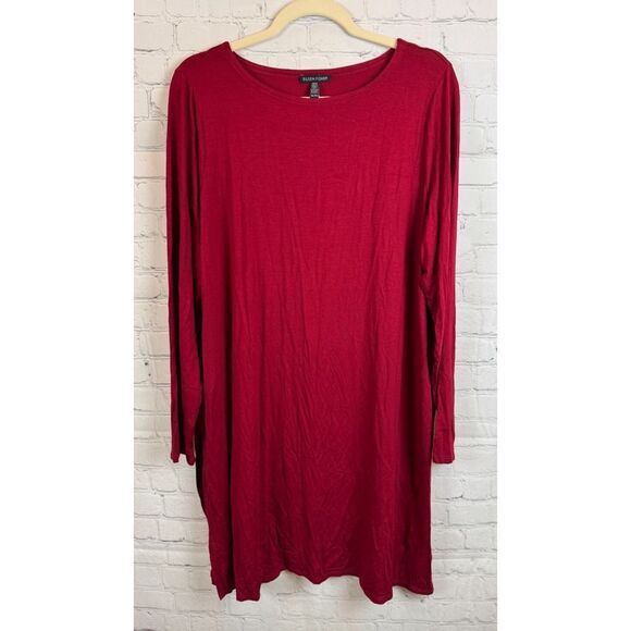 EILEEN FISHER red wine viscose stretch chird ballet tunic pullover size XL NWT - Picture 1 of 7